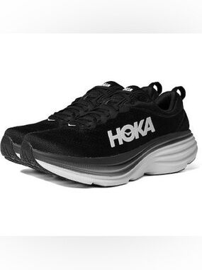 Hoka one one Bondi 8 Running Shoe Athletic Sneaker Women's Black/White Size 8